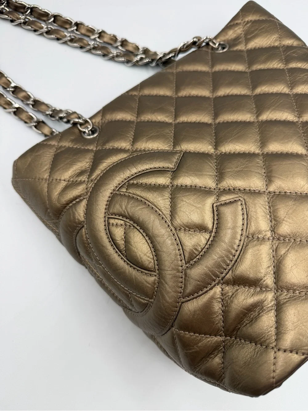 CHANEL vintage metallic cambon tote